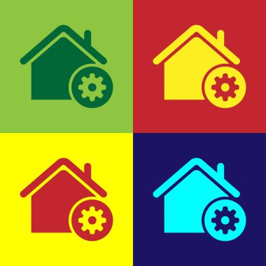 Renk arka planlarda yalıtılmış Color Smart ev ayarları simgesi. Uzaktan kumanda. Vektör İllüstrasyonu