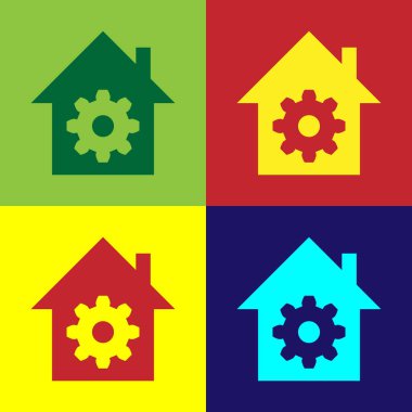 Renk arka planlarda yalıtılmış Color Smart ev ayarları simgesi. Uzaktan kumanda. Vektör İllüstrasyonu