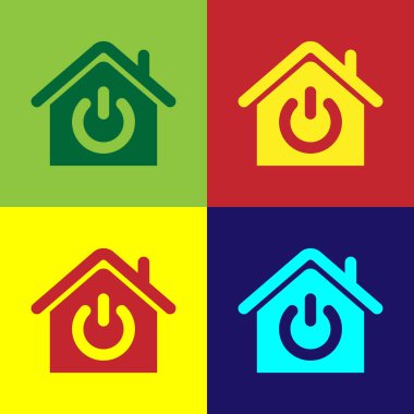 Renk arka planlarda yalıtılmış Color Smart ev simgesi. Uzaktan kumanda. Vektör İllüstrasyonu