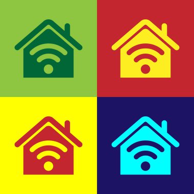 Renk arka planlarda izole wi-fi simgesi ile Color Smart ev. Uzaktan kumanda. Vektör İllüstrasyonu