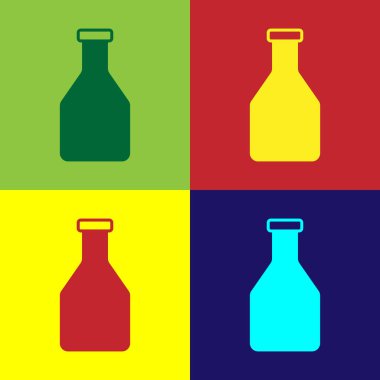 Renk arka planlarda yalıtılmış renk Ketçap şişe simgesi. Vektör İllüstrasyonu