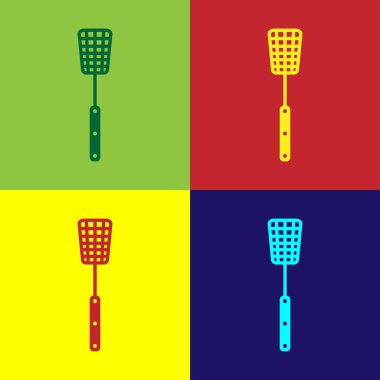 Renk Barbekü spatula simgesi renk arka planlar üzerinde izole. Mutfak spatula simgesi. Barbekü spatula işareti. Barbekü ve ızgara aracı. Vektör İllüstrasyonu