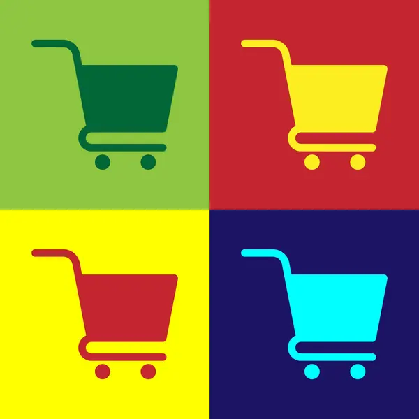 Couleur Icône panier isolé sur des fonds de couleur. Concept d'achat en ligne. Panneau de service de livraison. Symbole de panier de supermarché. Illustration vectorielle — Image vectorielle