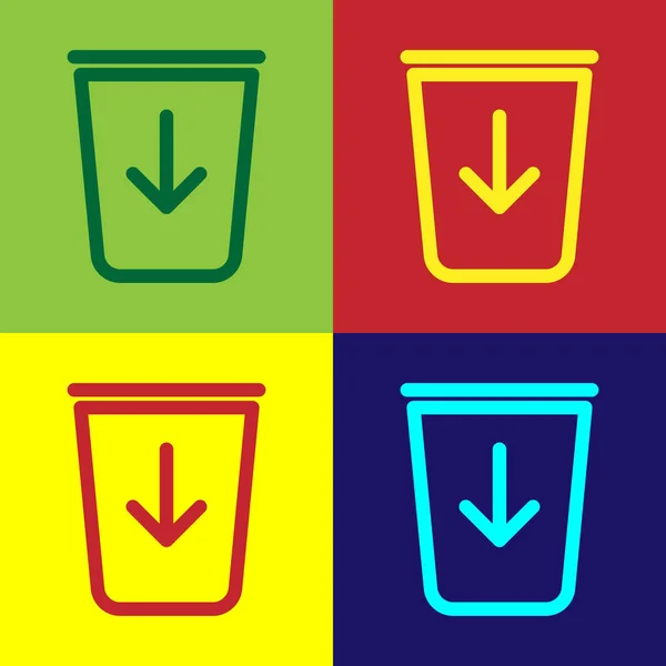 Farbe senden, um das Trash-Line-Symbol auf farbigen Hintergründen isoliert. Vektorillustration — Stockvektor