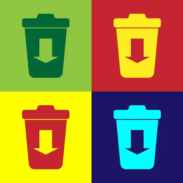 Цвет Отправить на иконку мусора изолированы на цветном фоне. Векторная миграция — стоковый вектор