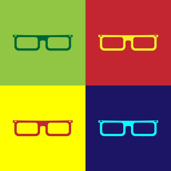 Farbbrillen-Symbol isoliert auf farbigen Hintergründen. Brillengestell-Symbol. Vektorillustration — Stockvektor