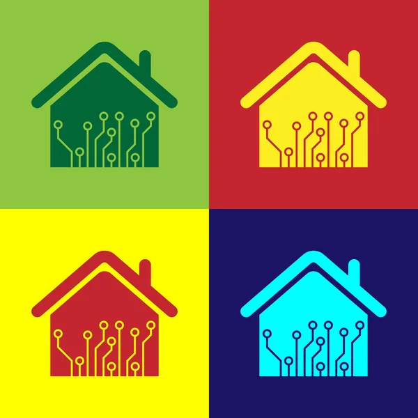 Kleur Smart Home-pictogram geïsoleerd op kleur achtergronden. Afstandsbediening. Vector illustratie — Stockvector