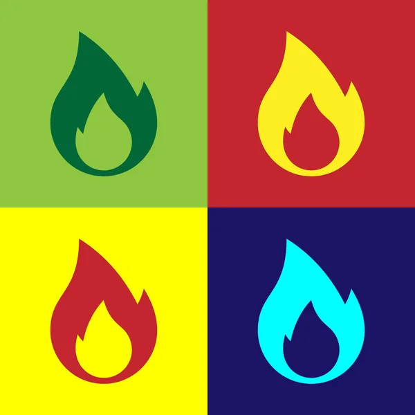 Culoare foc pictograma flacără izolat pe fundaluri de culoare. Simbolul căldurii. Vector Illustration — Vector de stoc