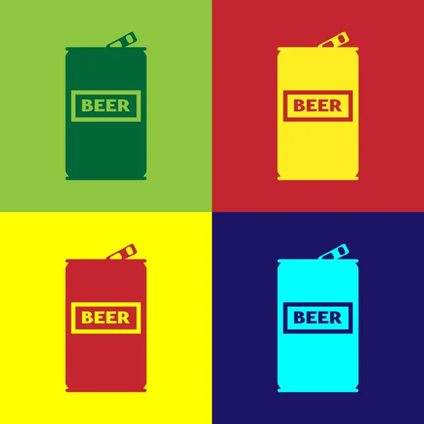 Color Cerveza puede icono aislado en fondos de color. Ilustración vectorial — Vector de stock