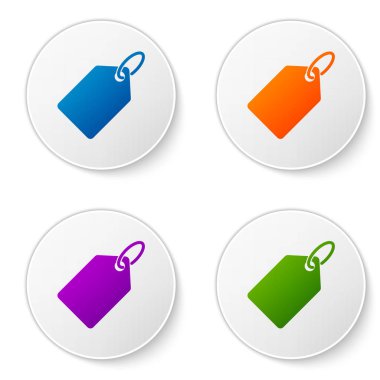 Beyaz arka planda yalıtılmış Renkli Boş etiket şablonu etiket simgesi. Boş alışveriş indirim etiketi. Şablon indirim başlığı. Simgeleri daire düğmelerine ayarlayın. Vektör İllüstrasyonu