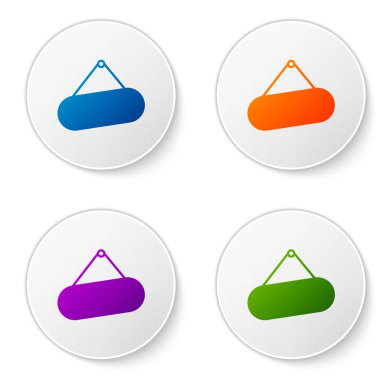 Beyaz arka planda yalıtılmış renk Tabela sıyrık. Reklam bar, kafe, pub, restoran için uygundur. Simgeleri daire düğmelerine ayarlayın. Vektör İllüstrasyonu