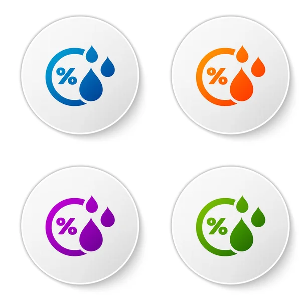 Icono de humedad de color aislado sobre fondo blanco. Clima y meteorología, símbolo del termómetro. Establecer iconos en botones de círculo. Ilustración vectorial — Vector de stock