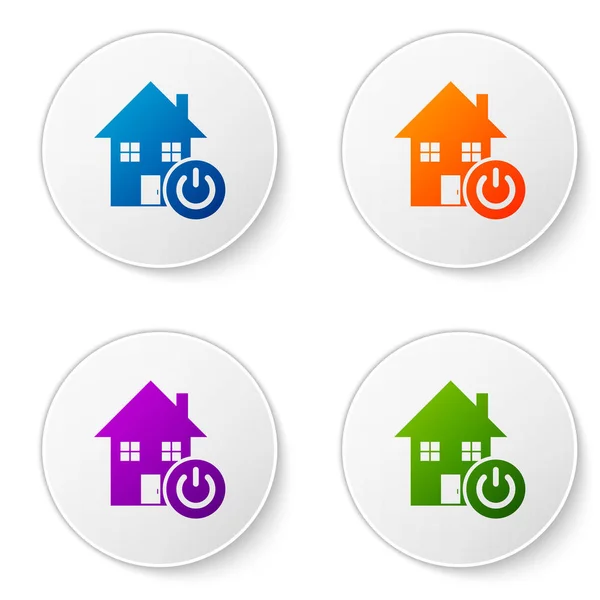 Color Icono de casa inteligente aislado sobre fondo blanco. Control remoto. Establecer iconos en botones de círculo. Ilustración vectorial — Vector de stock