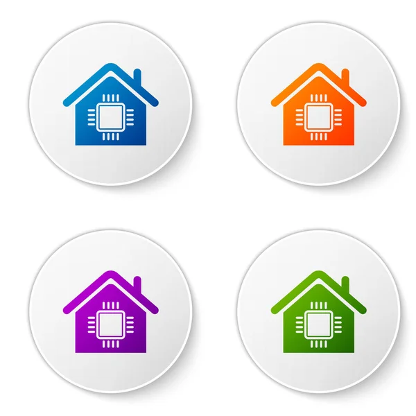 Smart Home Icon isoliert auf weißem Hintergrund. Fernbedienung. setzen Sie Symbole in Kreis-Buttons. Vektorillustration — Stockvektor