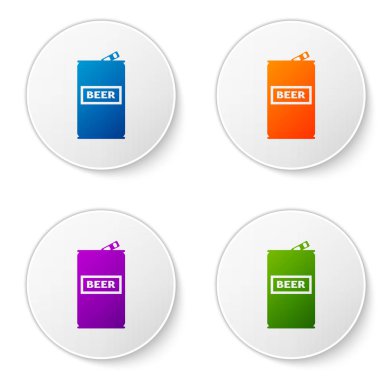 Color Beer beyaz arka planda yalıtılmış simge olabilir. Simgeleri daire düğmelerine ayarlayın. Vektör İllüstrasyonu