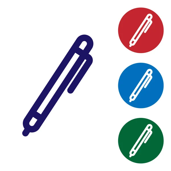 Blaues Stiftzeichensymbol auf weißem Hintergrund. setzen Farbsymbol in Kreis-Tasten. Vektorillustration — Stockvektor