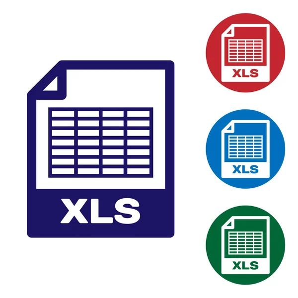 Blue xls file document icon. herunterladen xls Taste Symbol isoliert auf weißem Hintergrund. Excel-Dateisymbol. setzen Farbsymbol in Kreis-Tasten. Vektorillustration — Stockvektor