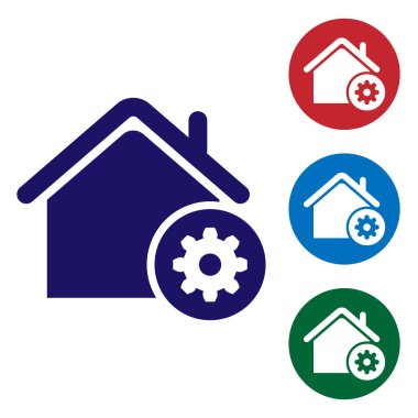 Mavi Akıllı ev ayarları simgesi beyaz arka planda yalıtılmış. Uzaktan kumanda. Renk simgesini daire düğmelerinde ayarlayın. Vektör İllüstrasyonu