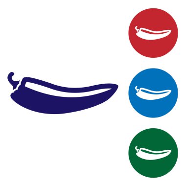 Mavi Acı biber pod simgesi beyaz arka plan üzerinde izole. Tasarım bakkal, mutfak ürünleri, baharat ve baharat paketi, yemek kitabı için. Renk simgesini daire düğmelerinde ayarlayın. Vektör İllüstrasyonu