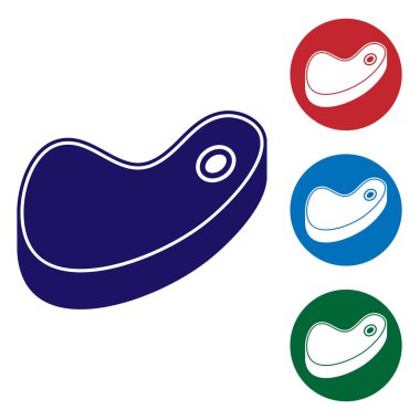 Mavi Biftek et simgesi beyaz arka plan üzerinde izole. Renk simgesini daire düğmelerinde ayarlayın. Vektör İllüstrasyonu