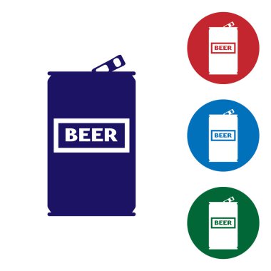 Mavi Bira beyaz arka planda izole simgesi olabilir. Renk simgesini daire düğmelerinde ayarlayın. Vektör İllüstrasyonu