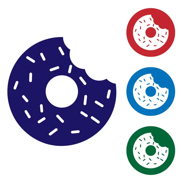 Blauer Donut mit süßer Glasur auf weißem Hintergrund. setzen Farbsymbol in Kreis-Tasten. Vektorillustration — Stockvektor