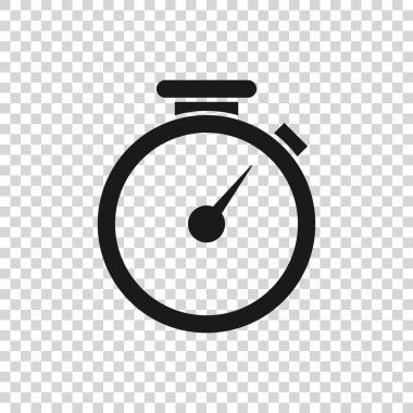 Saydam arka planda yalıtılmış Gri Kronometre simgesi. Zaman layıcı işareti. Vektör İllüstrasyonu