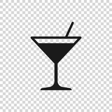 Gri Martini cam simgesi şeffaf arka plan üzerinde izole. Kokteyl simgesi. Şarap bardağı simgesi. Vektör İllüstrasyonu