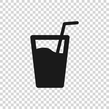 Şeffaf arka plan üzerinde izole içme simgesi için su ve tüp ile Gri Cam. Soda camı. Vektör İllüstrasyonu