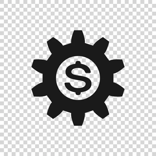 Graue Ausrüstung mit Dollarsymbol auf transparentem Hintergrund. Konzeptionelle Ikone für Wirtschaft und Finanzen. Vektorillustration — Stockvektor