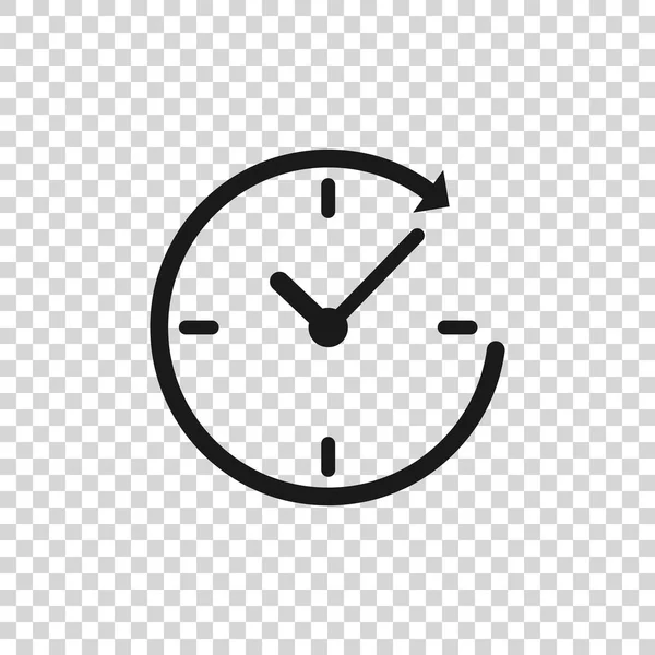 Horloge grise avec icône flèche isolée sur fond transparent. Symbole temporel. Icône de rotation dans le sens horaire flèche et le temps. Illustration vectorielle — Image vectorielle
