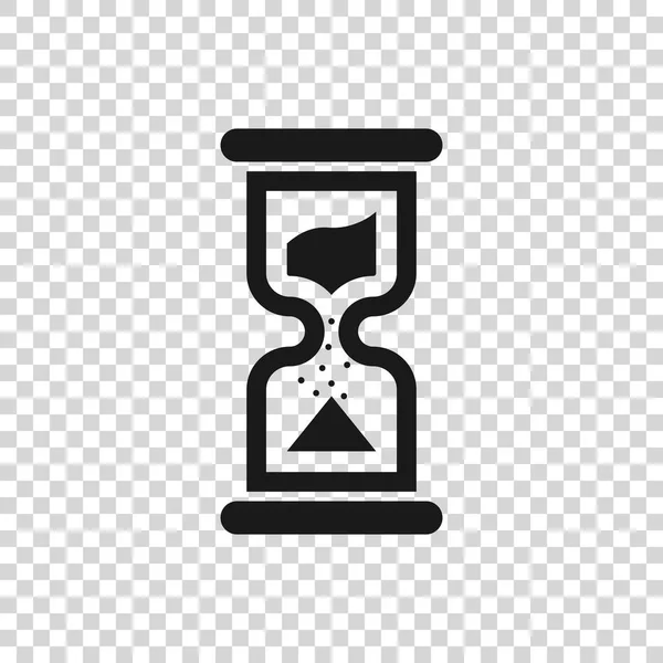 Vieil sablier gris avec icône de sable coulant isolé sur fond transparent. Sable horloge signe. Concept de gestion des affaires et du temps. Illustration vectorielle — Image vectorielle