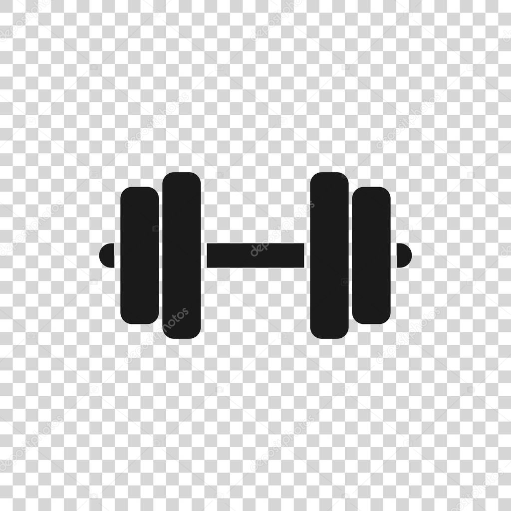 Grey Dumbbell icon isolated on transparent background. Muscle lifting icon, fitness barbell, gym icon, sports equipment symbol, exercise bumbbell. Vector Illustration