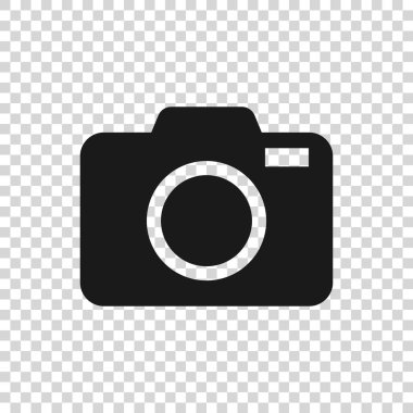 Gri Fotoğraf kamera simgesi saydam arka planda yalıtılmış. Foto kamera simgesi. Vektör İllüstrasyonu