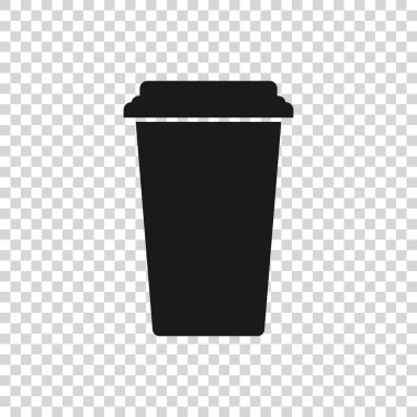 Gri Kahve fincanı simgesi saydam arka planda yalıtılmış. Sıcak kahve ile tek kullanımlık kahve fincanı. Vektör İllüstrasyonu