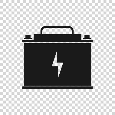 Gri Araba pil simgesi şeffaf arka planda yalıtılmış. Akümülatör pil enerji gücü ve elektrik akümülatör pil. Yıldırım sembolü. Vektör İllüstrasyonu
