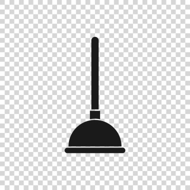 Şeffaf arka plan üzerinde izole boru temizleme simgesi için ahşap saplı Gri Kauçuk piston. Tuvalet pistonu. Vektör İllüstrasyonu