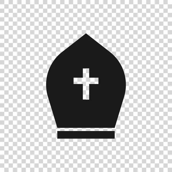 Gri Papa şapka simgesi şeffaf arka plan üzerinde izole. Hıristiyan şapka işareti. Vektör İllüstrasyonu — Stok Vektör