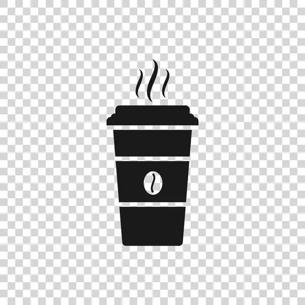 Grijze koffie kopje pictogram geïsoleerd op transparante achtergrond. Wegwerp koffiekop met warme koffie. Vector illustratie — Stockvector