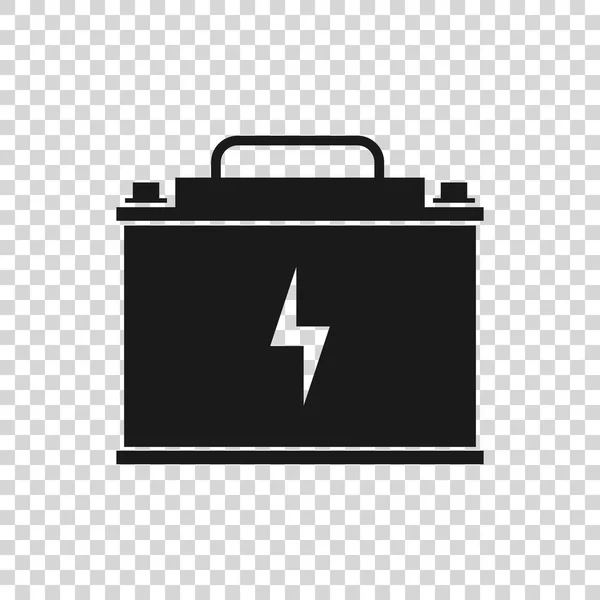 Grey Car battery icon isolated on transparent background. Accumulator battery energy power and electricity accumulator battery. Lightning bolt symbol. Vector Illustration — Stock Vector
