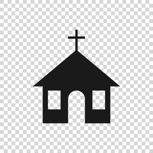 투명 한 배경에 격리 된 회색 교회 건물 아이콘입니다. 기독교 교회. 교회의 종교. 벡터 일러스트레이션 — 스톡 벡터