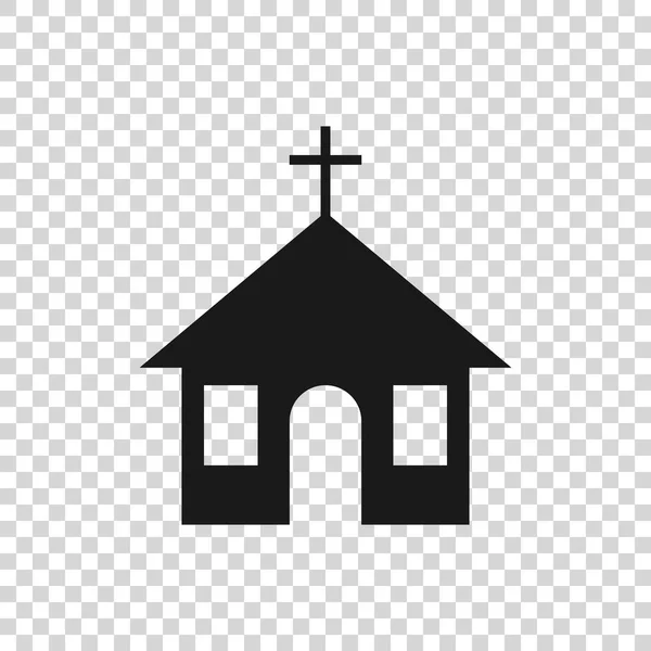 Graue Ikone des Kirchenbaus isoliert auf transparentem Hintergrund. christliche Kirche. Religion der Kirche. Vektorillustration — Stockvektor