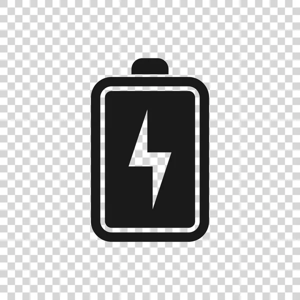 Grijs batterijpictogram geïsoleerd op transparante achtergrond. Bliksemschicht symbool. Vector illustratie — Stockvector