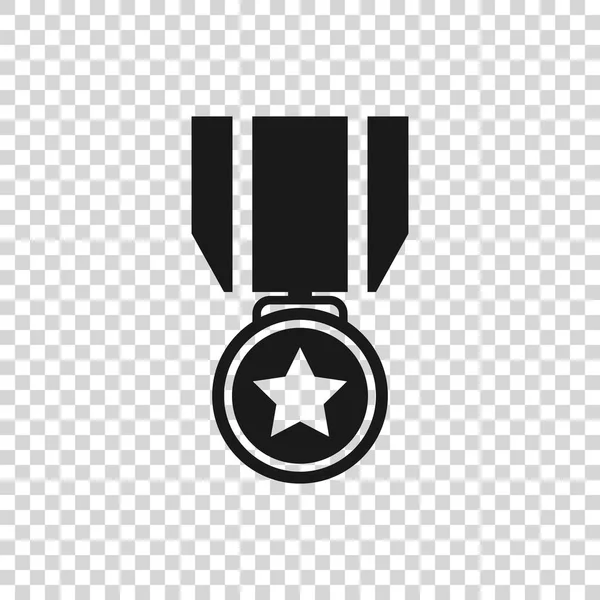 Médaille grise avec icône étoile isolée sur fond transparent. Signe de réussite du gagnant. Médaille. Illustration vectorielle — Image vectorielle