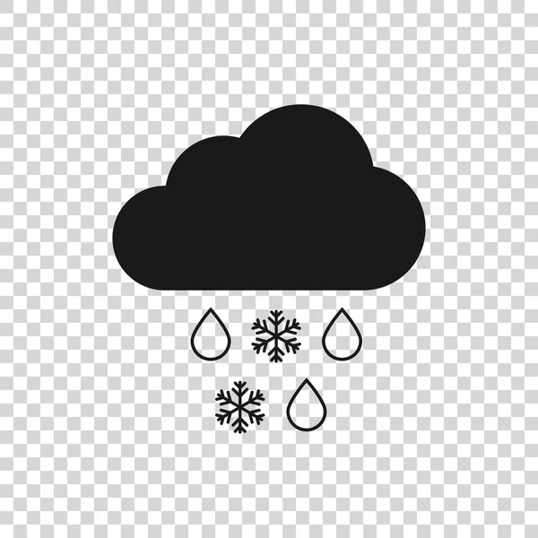 Grey Cloud with snow and rain icon isolated on transparent background. Weather icon. Vector Illustration — Stock Vector