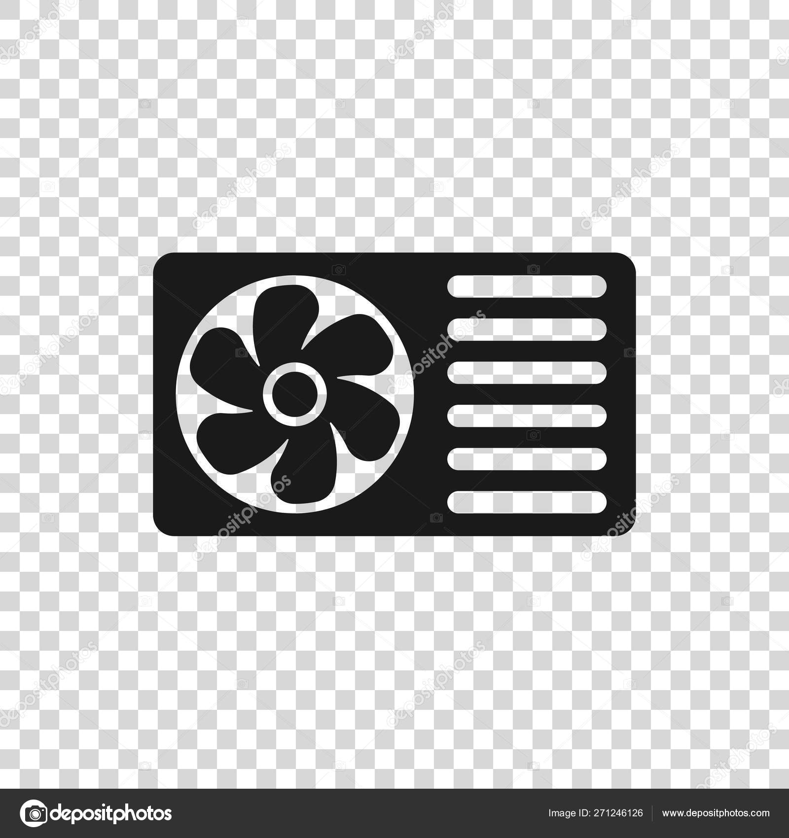Grey Air conditioner with fresh air icon isolated on transparent