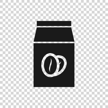 Şeffaf arka planda izole çanta simgesigri Kahve fasulye. Vektör İllüstrasyonu