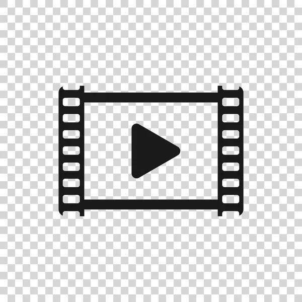 Graues Abspielvideo-Symbol isoliert auf transparentem Hintergrund. Filmstreifen mit Spielzeichen. Vektorillustration — Stockvektor