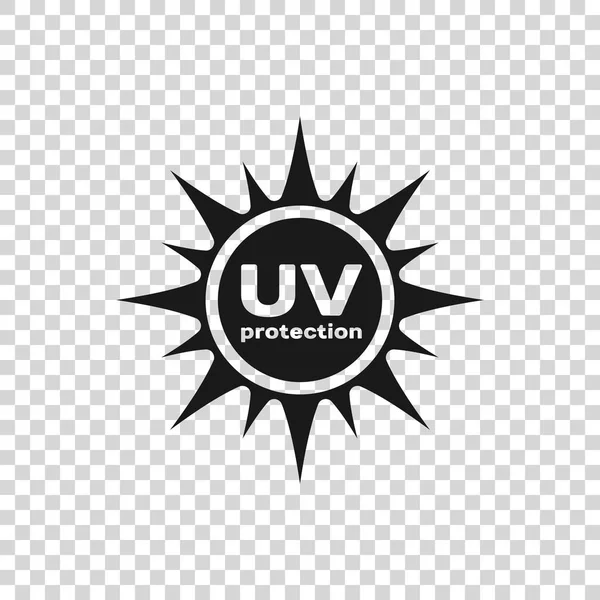 Icona di protezione UV grigia isolata su sfondo trasparente. Radiazioni ultraviolette. Segno solare SPF. Illustrazione vettoriale — Vettoriale Stock