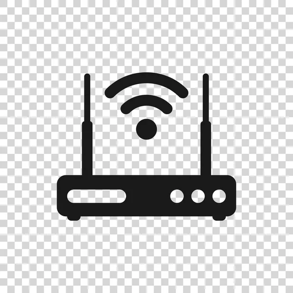 Γκρι router και το εικονίδιο σύμβολο Wi-Fi σήμα απομονώνεται σε διαφανές φόντο. Δρομολογητής ασύρματου Ethernet μόντεμ. Διαδίκτυο τεχνολογίας υπολογιστών. Απεικόνιση διανυσματικών φορέων — Διανυσματικό Αρχείο